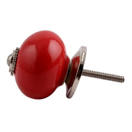 Solid Red Silver Fitting Ceramic Dresser Knob